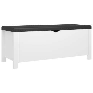 vidaXL Κουτί Αποθήκευσης Λευκό 105x40x45cm Επεξ. Ξύλο με Μαξιλάρι 1 τεμ.
