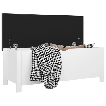 vidaXL Κουτί Αποθήκευσης Λευκό 105x40x45cm Επεξ. Ξύλο με Μαξιλάρι 1 τεμ.