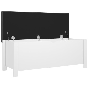 vidaXL Κουτί Αποθήκευσης Λευκό 105x40x45cm Επεξ. Ξύλο με Μαξιλάρι 1 τεμ.