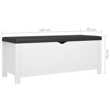 vidaXL Κουτί Αποθήκευσης Λευκό 105x40x45cm Επεξ. Ξύλο με Μαξιλάρι 1 τεμ.
