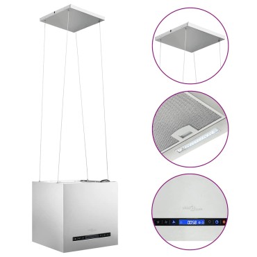 vidaXL Απορροφητήρας Νησίδα Κρεμαστός Αφής με LCD Ανοξ. Ατσάλι 37x37x(62-136,5)cm
