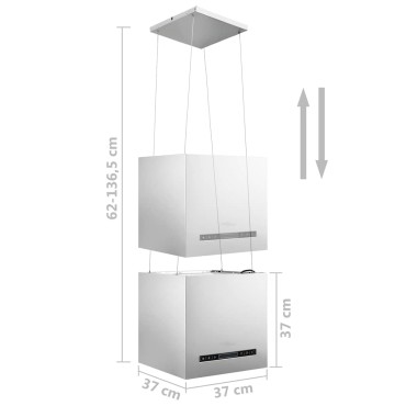 vidaXL Απορροφητήρας Νησίδα Κρεμαστός Αφής με LCD Ανοξ. Ατσάλι 37x37x(62-136,5)cm
