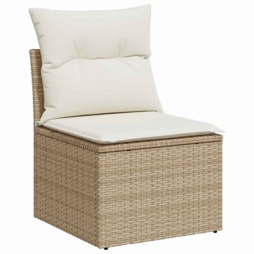 vidaXL Σετ Καναπέ Κήπου 6 τεμ. Μπεζ Πολυ ράταν 100x55x73cm  Γωνιακός