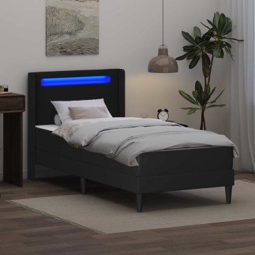 vidaXL Σκελετός κρεβατιού με στρώμα Μαύρο 80 x 200 cm Τεχνητό Δέρμα
