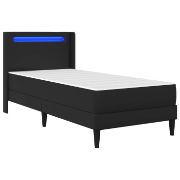 vidaXL Σκελετός κρεβατιού με στρώμα Μαύρο 80 x 200 cm Τεχνητό Δέρμα