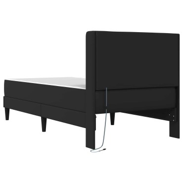 vidaXL Σκελετός κρεβατιού με στρώμα Μαύρο 80 x 200 cm Τεχνητό Δέρμα
