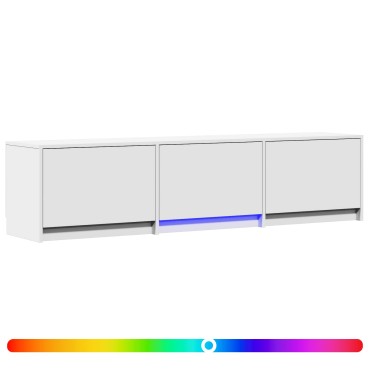 vidaXL Τηλεοπτική βιβλιοθήκη με LED 165x34x40cm Λευκός