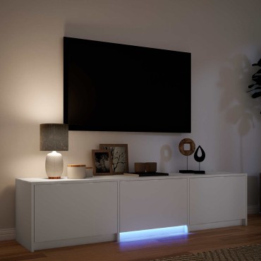 vidaXL Τηλεοπτική βιβλιοθήκη με LED 165x34x40cm Λευκό