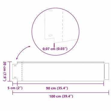 vidaxl Φράχτης Γκαζόν 100 x 20 x 0.07 εκ. Γαλβανισμένο Χάλυβα