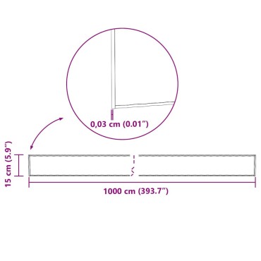 vidaxl Άκρη Γκαζόν 1000 x 15 x 0,03 εκ. Γαλβανισμένος Χάλυβας Ασημί