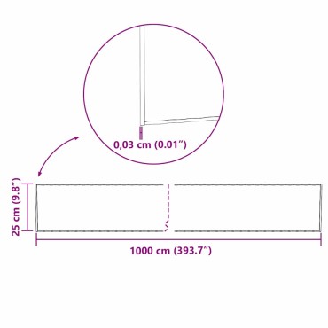 vidaxl Άκρη Γκαζόν 1000 x 25 x 0,03 εκ. Γαλβανισμένος Χάλυβας Ασημί