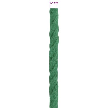 vidaXL Cotton Twine 4 mm 50 m Πράσινο 100% Βαμβάκι