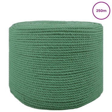 vidaXL Cotton Twine 4 mm 250 m Πράσινο 100% Βαμβάκι