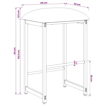 vidaXL Μπαρ σκαμπό Μπλε 40x32x64cm Επεξεργασμένο Ξύλο