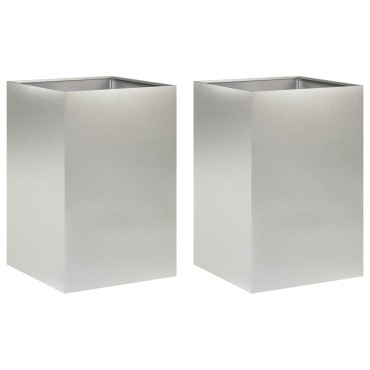 vidaXL Γλάστρα Κήπου 2 τμχ. Ασημί 40 x 40 x 75 cm Ανοξείδωτο Ατσάλι