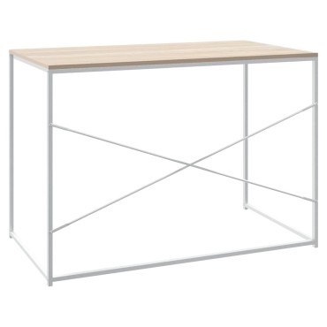 vidaXL Γραφείο Υπολογιστή Λευκό/Δρυς 110x60x70cm Επεξ. Ξύλο 1 τεμ.