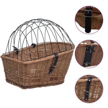 vidaXL Οπίσθιο Καλάθι Ποδηλάτου με Κάλυμμα 55x31x36 εκ. Ξύλο Ιτιάς