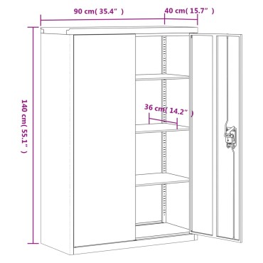 vidaXL Αρχειοθήκη Ανθρακί 90x40x180cm Ατσάλινη