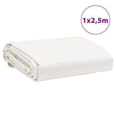 vidaXL Μουσαμάς Λευκός 1 x 2,5 μ. 650 γρ./μ²
