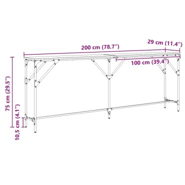 vidaXL Τραπέζι κονσόλας Παλιό Ξύλο 200x29x75cm 1 τεμ.
