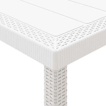 vidaXL Τραπέζι Κήπου Λευκό 250x100x73cm συνθετικό ρατάν 1 τεμ.