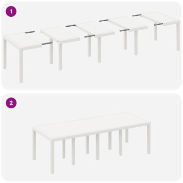 vidaXL Τραπέζι Κήπου Λευκό 250x100x73cm συνθετικό ρατάν 1 τεμ.