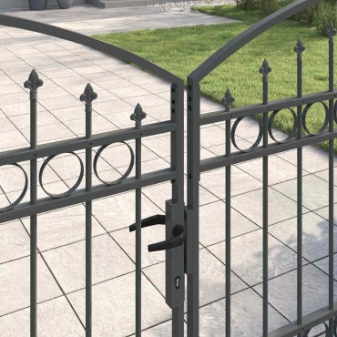 vidaXL Πύλη Φράχτη ASSEN 401 x 175,5 εκ. Ατσάλι Γκρι Κλειδώσιμο