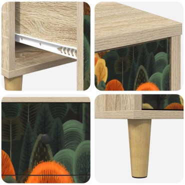 vidaXL Κουτί με συρτάρια ZAANDAM Σχέδιο δάσους 66x36,5x75cm