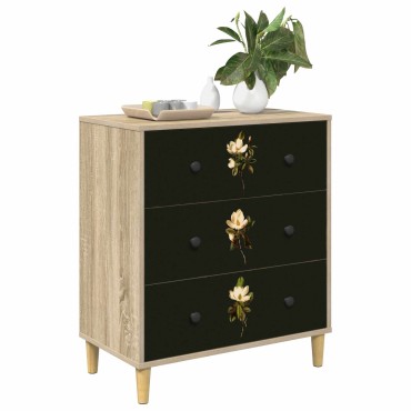 vidaXL Κουτί με συρτάρια BREMEN Τύπωμα Μαγνολίας 66x36,5x75cm