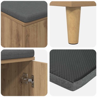 vidaXL Παγκάκι Χαλωρίου Τεχνίτικη Δρυς 60x38x46 εκ 1 τεμ.