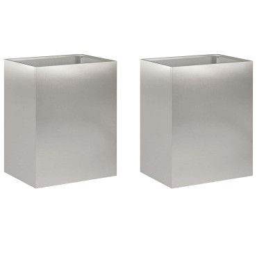 vidaXL Γλάστρα Κήπου 2 τμχ. Ασημί 40 x 30 x 50 cm Ανοξείδωτο Ατσάλι
