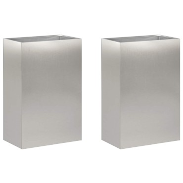 vidaXL Γλάστρα Κήπου 2 τμχ. Ασημί 40 x 30 x 75 cm Ανοξείδωτο Ατσάλι