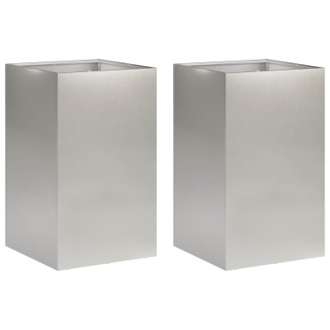 vidaXL Γλάστρα Κήπου 2 τμχ. Ασημί 40 x 40 x 50 cm Ανοξείδωτο Ατσάλι