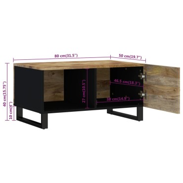 vidaXL Τραπεζάκι Σαλονιού 80x50x40cm Μασίφ Ξύλο Μάνγκο & Επεξ. Ξύλο 1 τεμ.