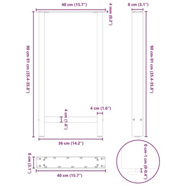 vidaXL Πόδια Τραπεζιού Μπαρ 2 τεμ. Μαύρα 40x(90-91)cm Ατσάλι