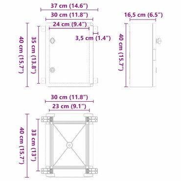 vidaXL Ντουλάπι Ελέγχου Γκρι 37 x 16,5 x 40 εκ ΑΒΣ Πλαστικό