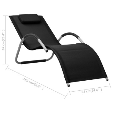 vidaXL Ξαπλώστρα Μαύρη / Γκρι από Textilene 159x62x67cm 1 τεμ.