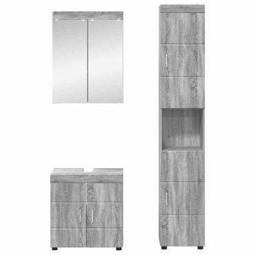 vidaXL Σετ Επίπλων Μπάνιου TULUM 3 τεμ. Γκρίζο Σονομα 60x34x63 εκ