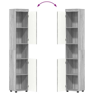 vidaXL Σετ Επίπλων Μπάνιου TULUM 3 τεμ. Γκρίζο Σονομα 60x34x63 εκ