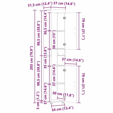 vidaXL Σετ Επίπλων Μπάνιου TULUM 3 τεμ. Γκρίζο Σονομα 60x34x63 εκ