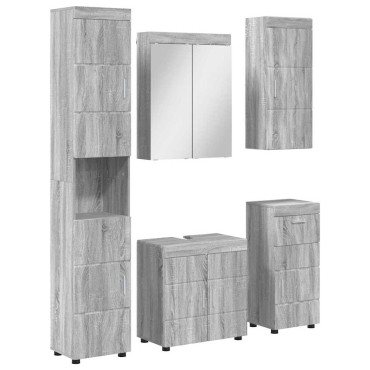 vidaXL Σετ Επίπλων Μπάνιου TULUM 5 τεμ. Γκρίζο Σονομα 60x34x63 εκ