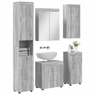 vidaXL Σετ Επίπλων Μπάνιου TULUM 5 τεμ. Γκρίζο Σονομα 60x34x63 εκ