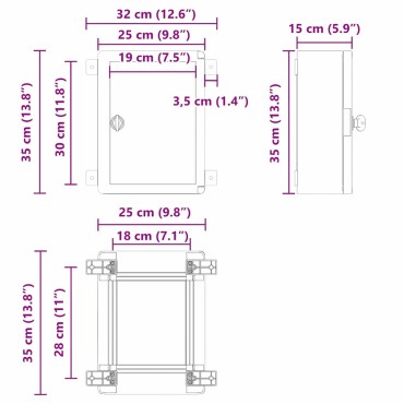 vidaXL Ντουλάπι Ελέγχου Γκρι 32 x 15 x 35 εκ ΑΒΣ Πλαστικό