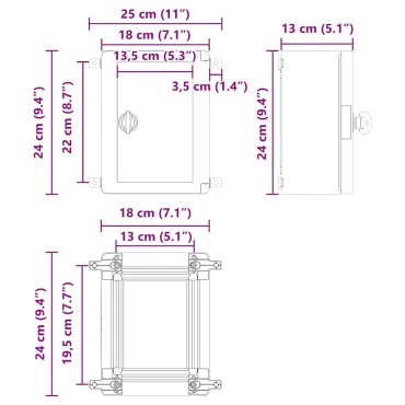 vidaXL Ντουλάπι Ελέγχου Γκρι 25 x 13 x 24 εκ ΑΒΣ Πλαστικό