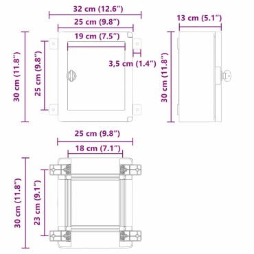 vidaXL Ντουλάπι Ελέγχου Γκρι 32 x 13 x 30 εκ ΑΒΣ Πλαστικό