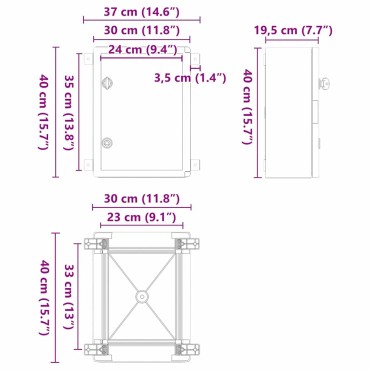 vidaXL Ντουλάπι Ελέγχου Γκρι 37 x 19,5 x 40 εκ ΑΒΣ Πλαστικό