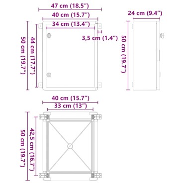 vidaXL Ντουλάπι Ελέγχου Γκρι 47 x 24 x 50 εκ ΑΒΣ Πλαστικό