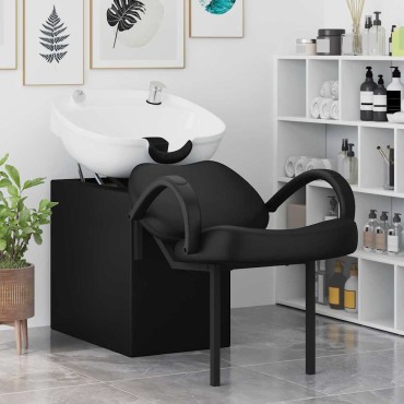 vidaXL Καρέκλα Σαμπουάν Μαύρο και Λευκό 136 x 60 x 92 εκ. Πλαστικό