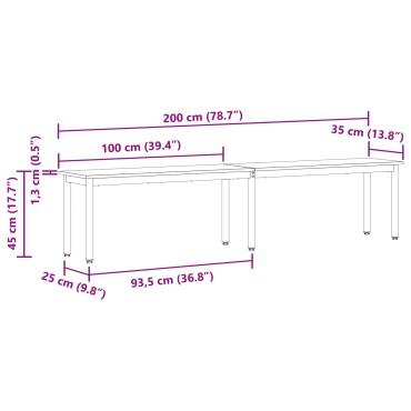 vidaXL παγκάκι Sonoma Δρυς 200x35x45cm Επεξεργασμένο Ξύλο