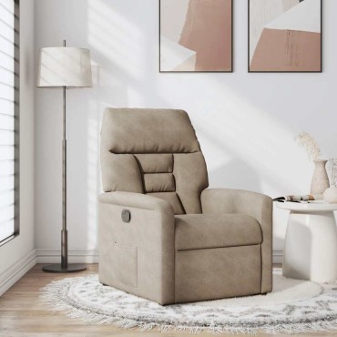 vidaXL Πολυθρόνα Ανακλινόμενη Taupe Ύφασμα Μικροϊνών
